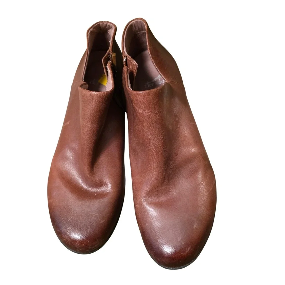 Dansko‎ Brown Leather Ankle Boots Side Zip Block Heel Women Size 40 EU 9.5 US